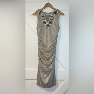 NWT Cachet Formal Ruched Dress, Style 49293, Champagne, 10